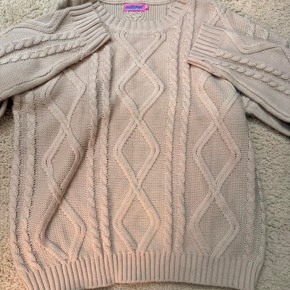 Edikted cream cable knit sweater xs/s - Picture 3 of 4